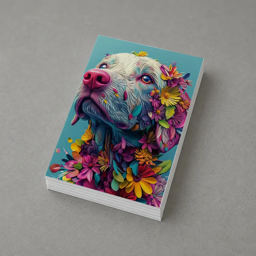 Colorful Labrador Dog With Floral Art – Postcards