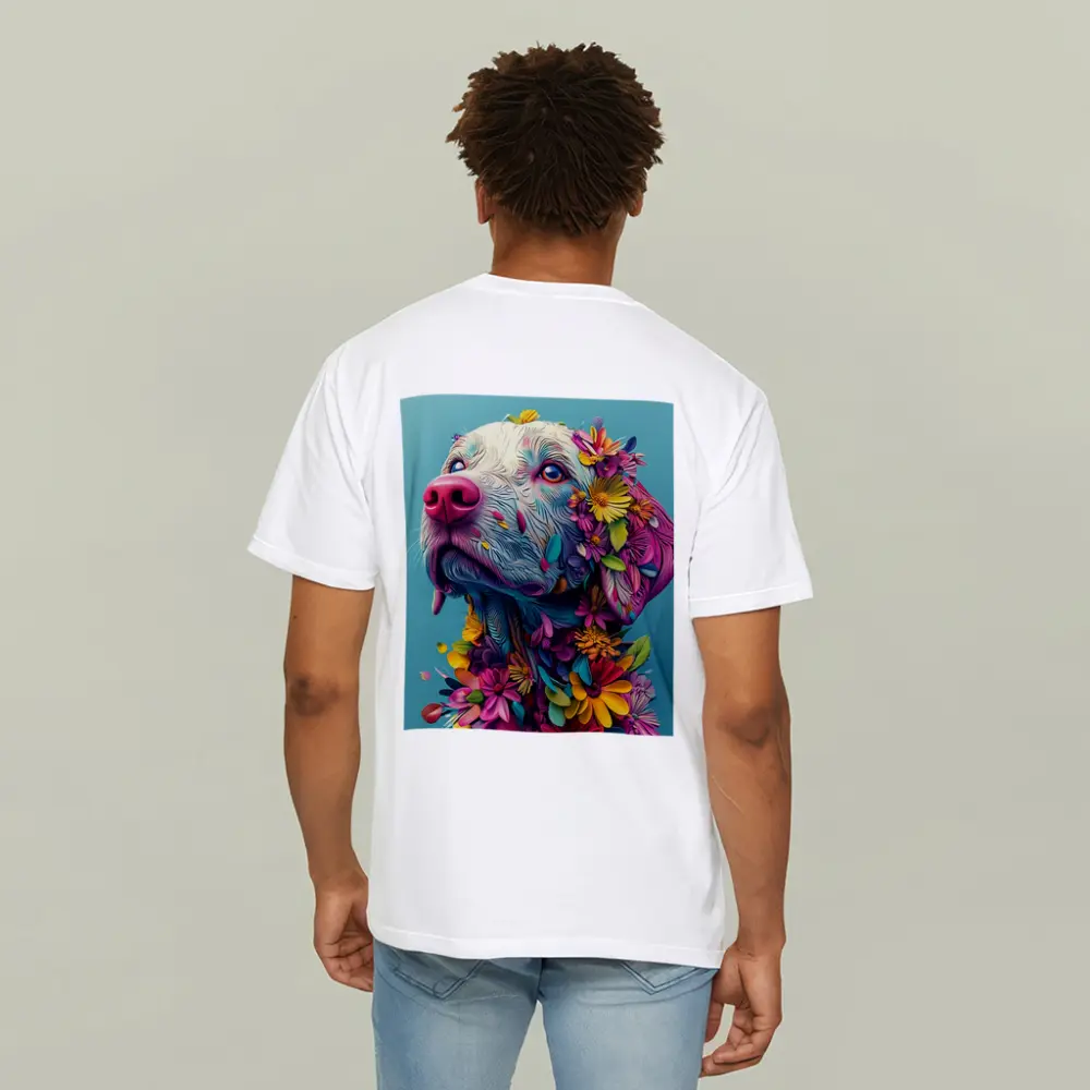 Colorful Labrador Dog With Floral Art – T-Shirts