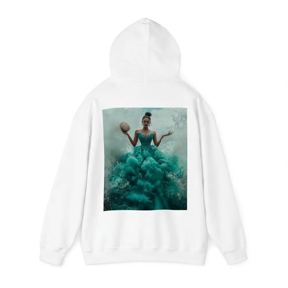 Woman Teal Ball Gown Ocean Waves – Hoodies