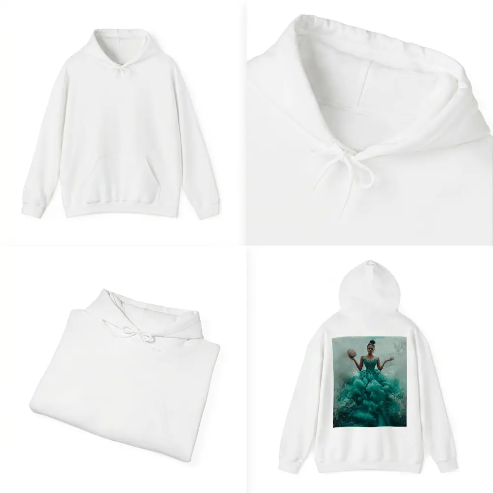 Woman Teal Ball Gown Ocean Waves – Hoodies