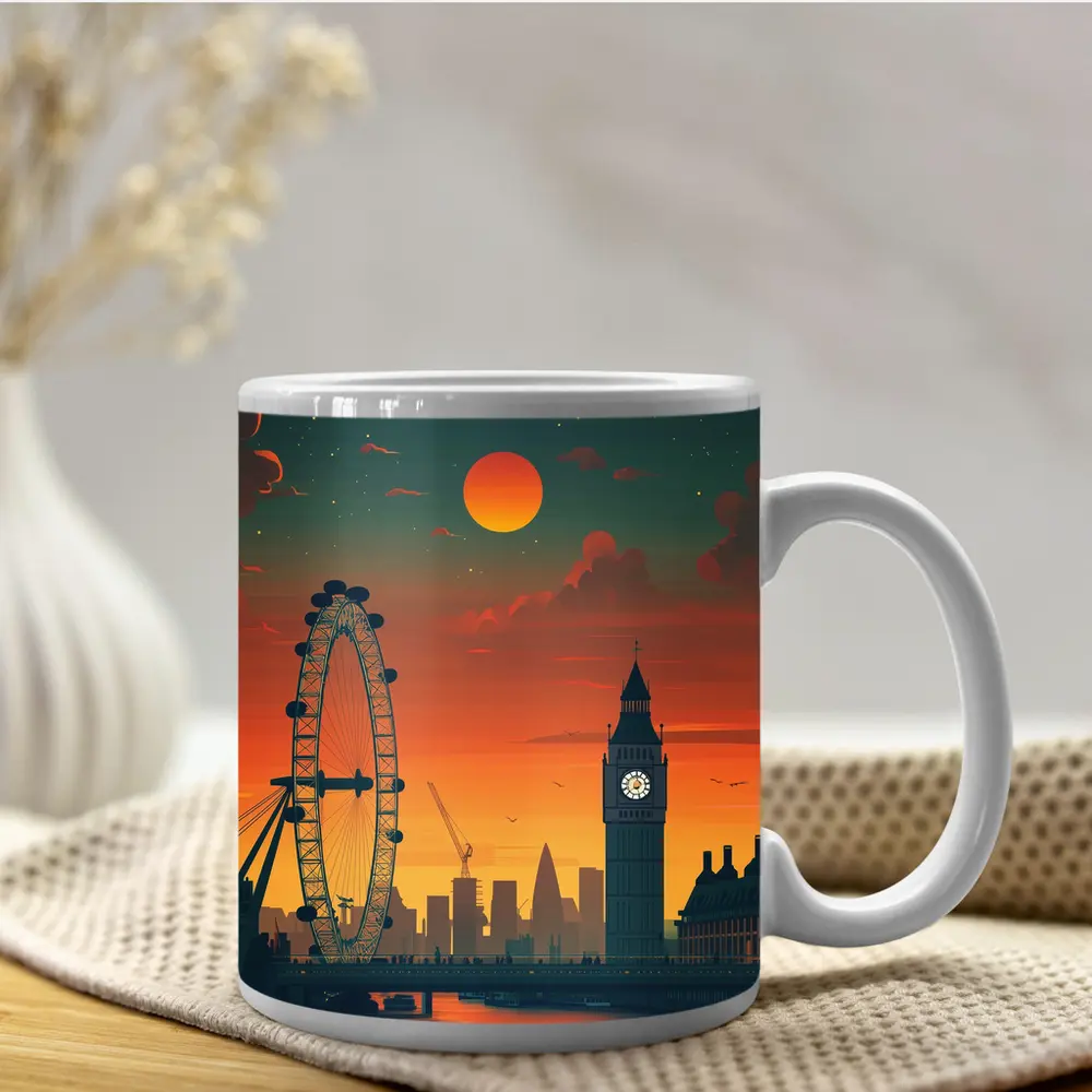 London Eye Big Ben Sunset City Skyline – Mugs