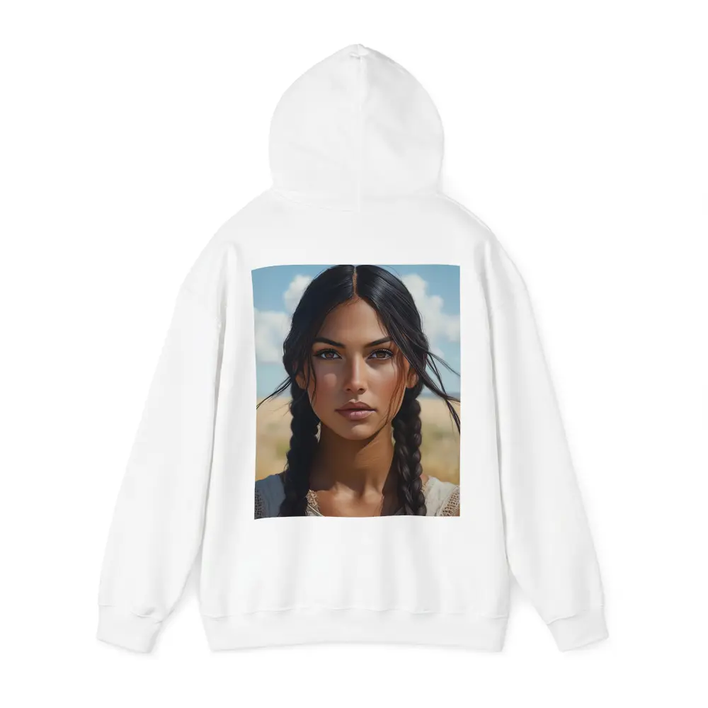 Native Woman Portrait Open Field Sky – Hoodies