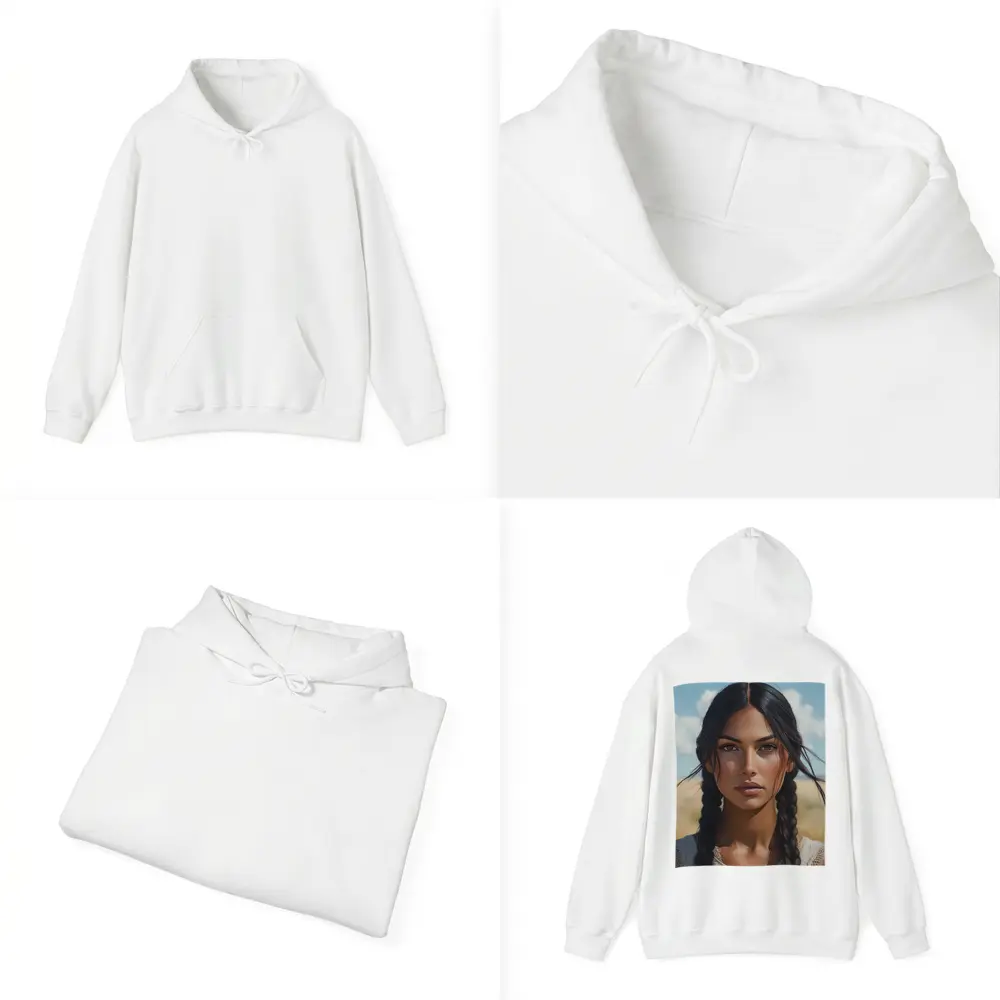 Native Woman Portrait Open Field Sky – Hoodies