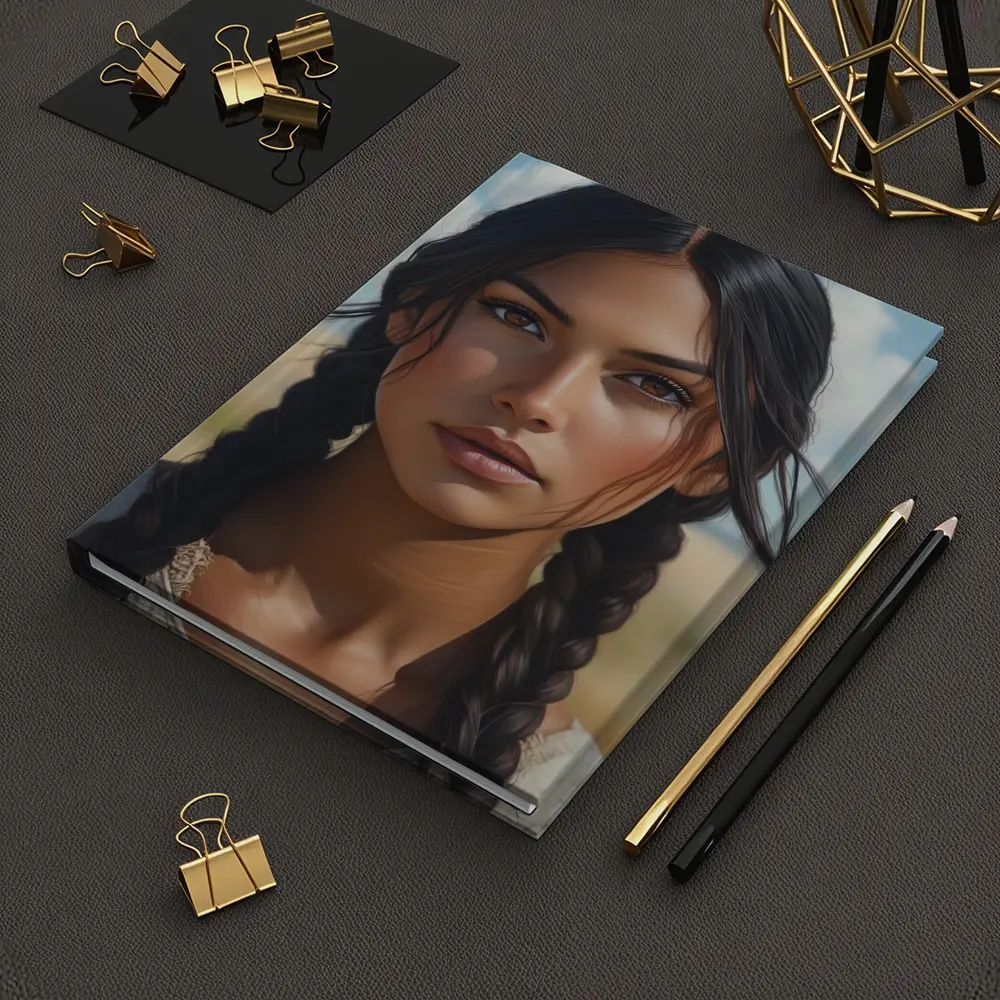 Native Woman Portrait Open Field Sky – Notebooks