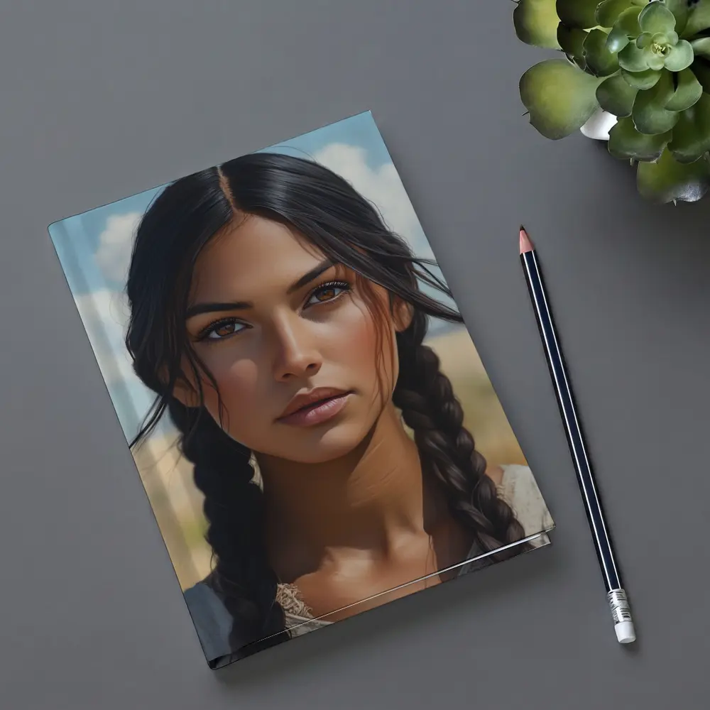 Native Woman Portrait Open Field Sky – Notebooks
