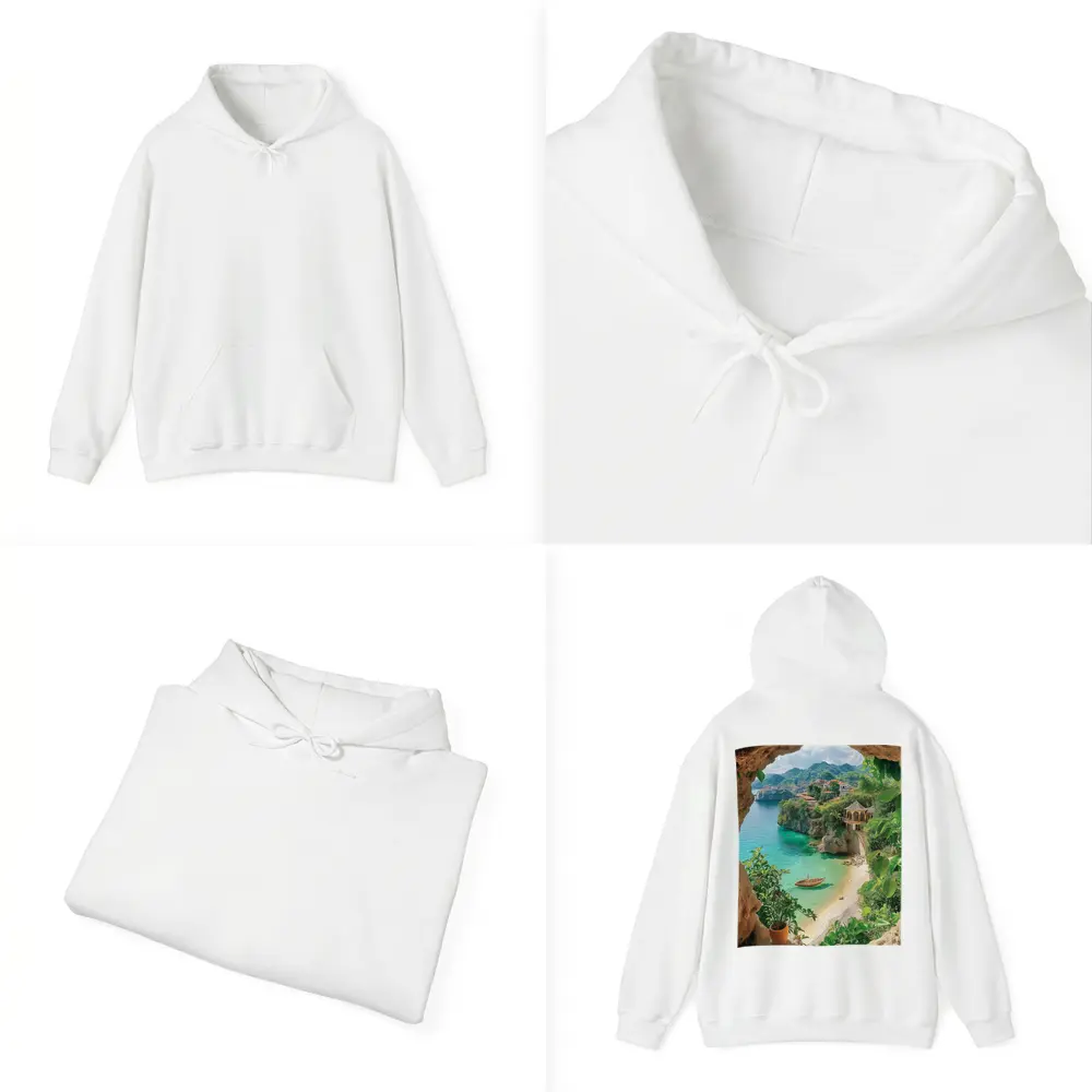 Tropical Cove View Through Rocky Cave – Hoodies