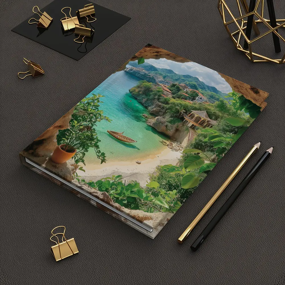 Tropical Cove View Through Rocky Cave – Notebooks