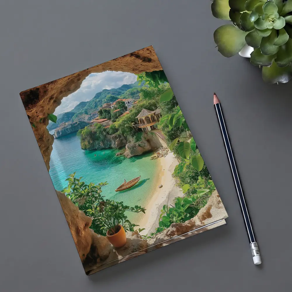Tropical Cove View Through Rocky Cave – Notebooks