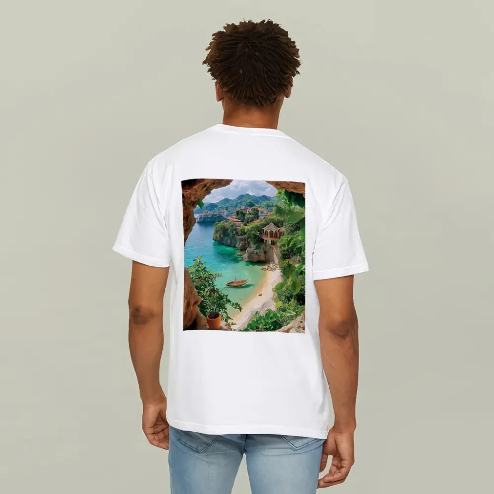Tropical Cove View Through Rocky Cave – T-Shirts