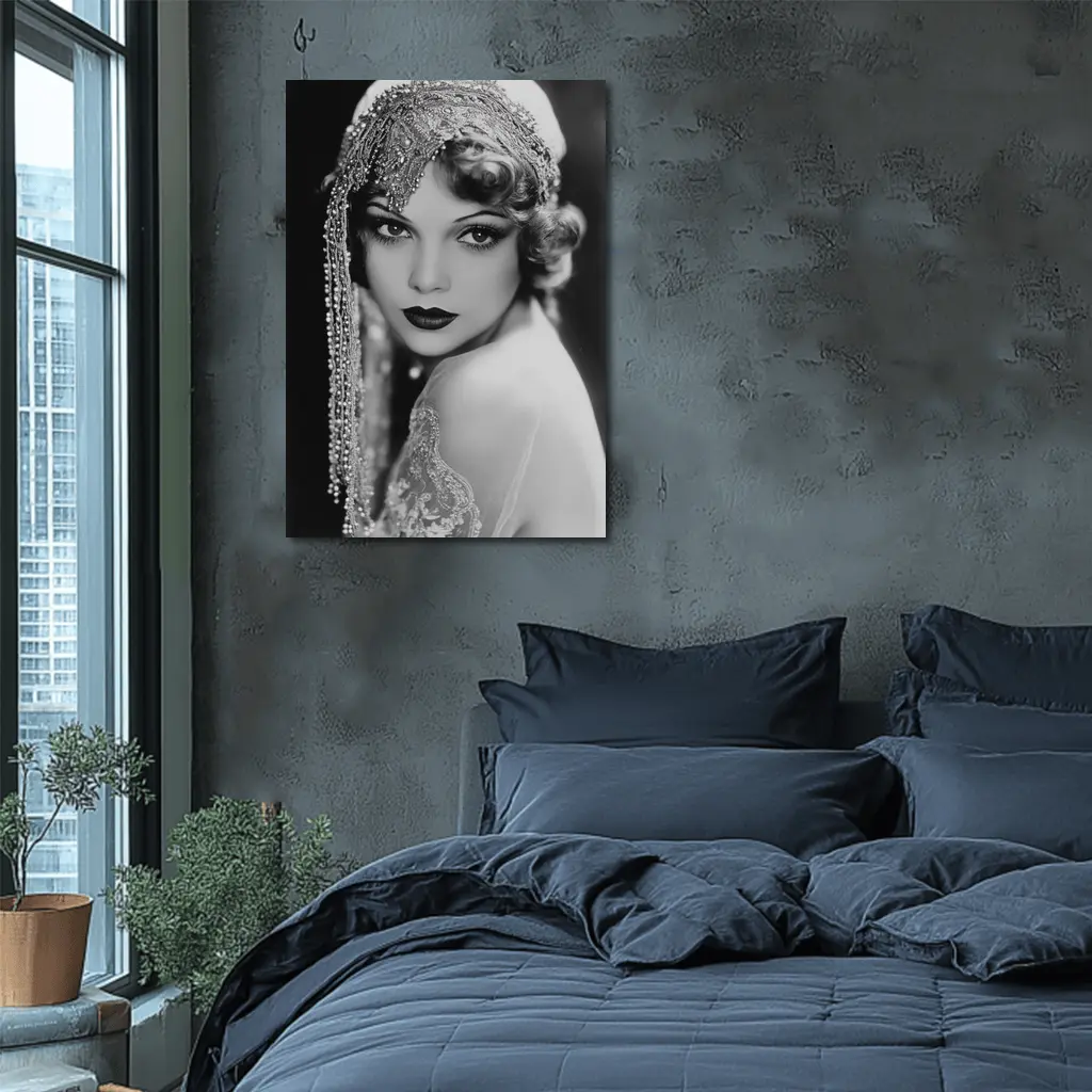Vintage Hollywood Actress Black White Portrait – Wall Art