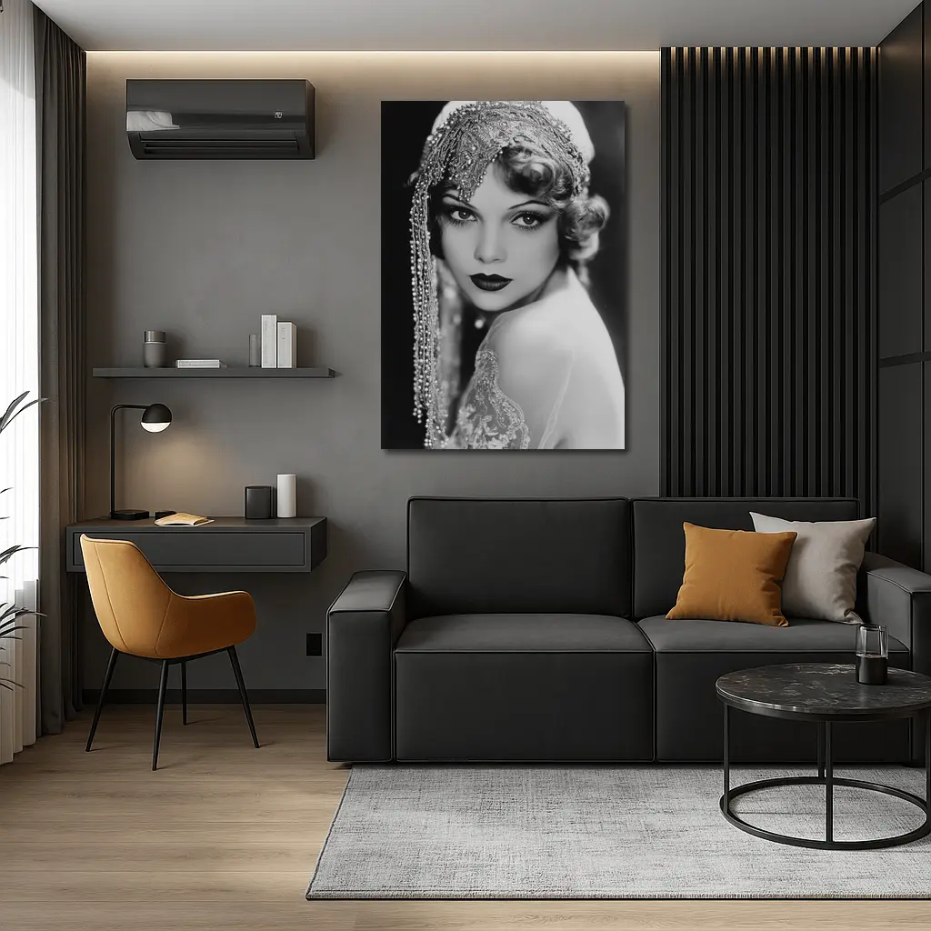 Vintage Hollywood Actress Black White Portrait – Wall Art