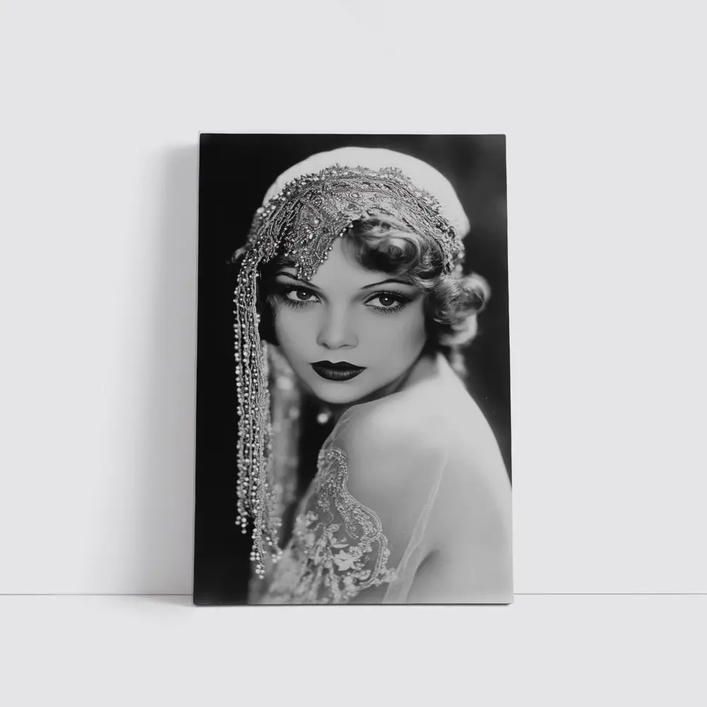 Vintage Hollywood Actress Black White Portrait – Wall Art