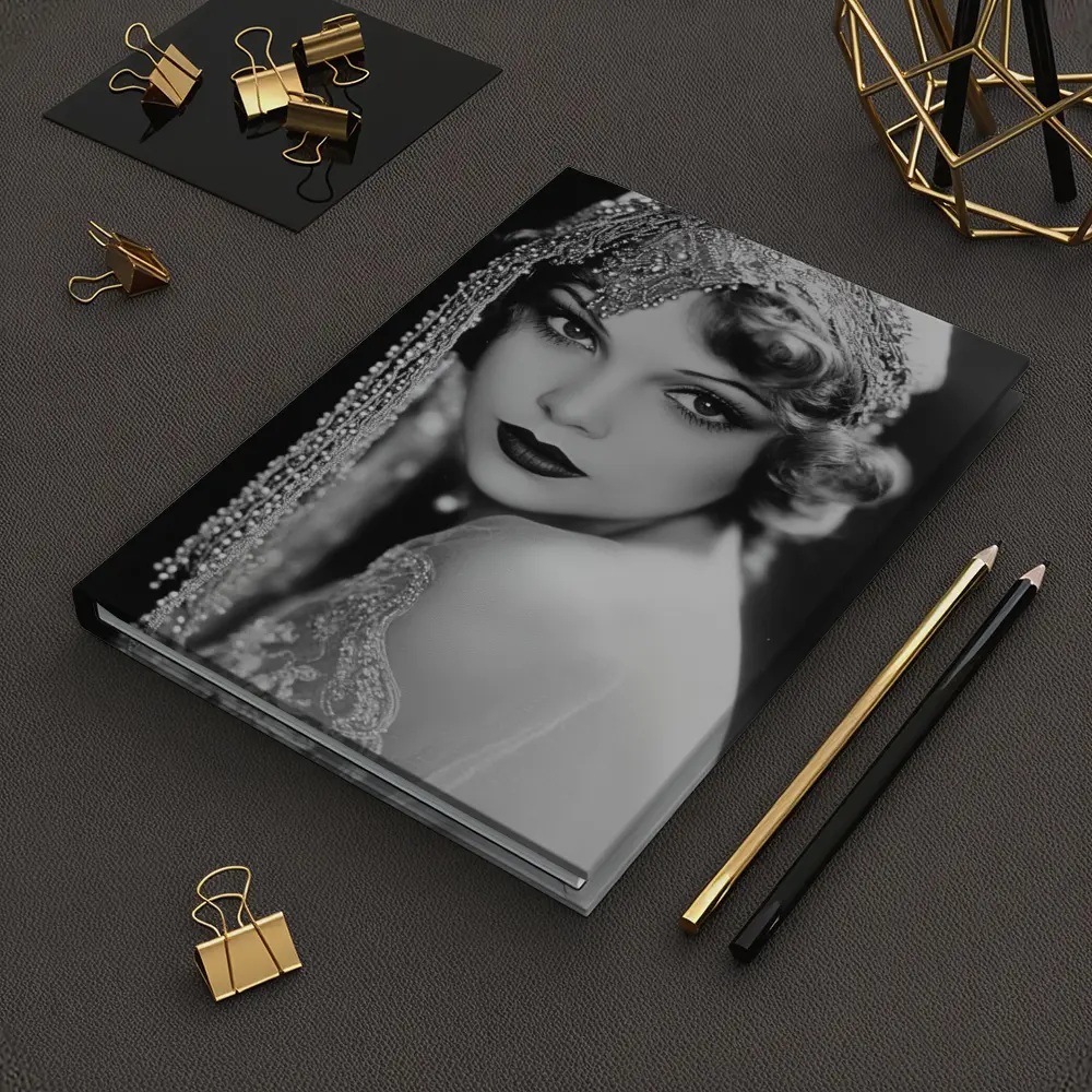 Vintage Hollywood Actress Black White Portrait – Notebooks