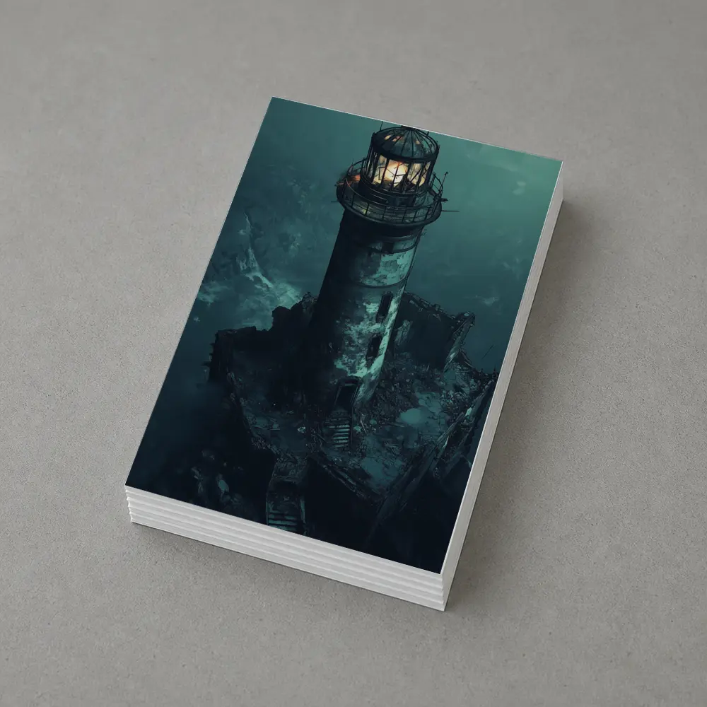 Ruined Lighthouse Dark Stormy Coastal Night – Postcards