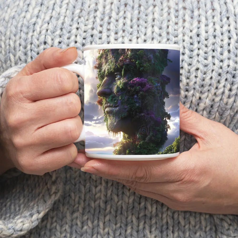 Giant Forest Face Surreal Sky Fantasy – Mugs