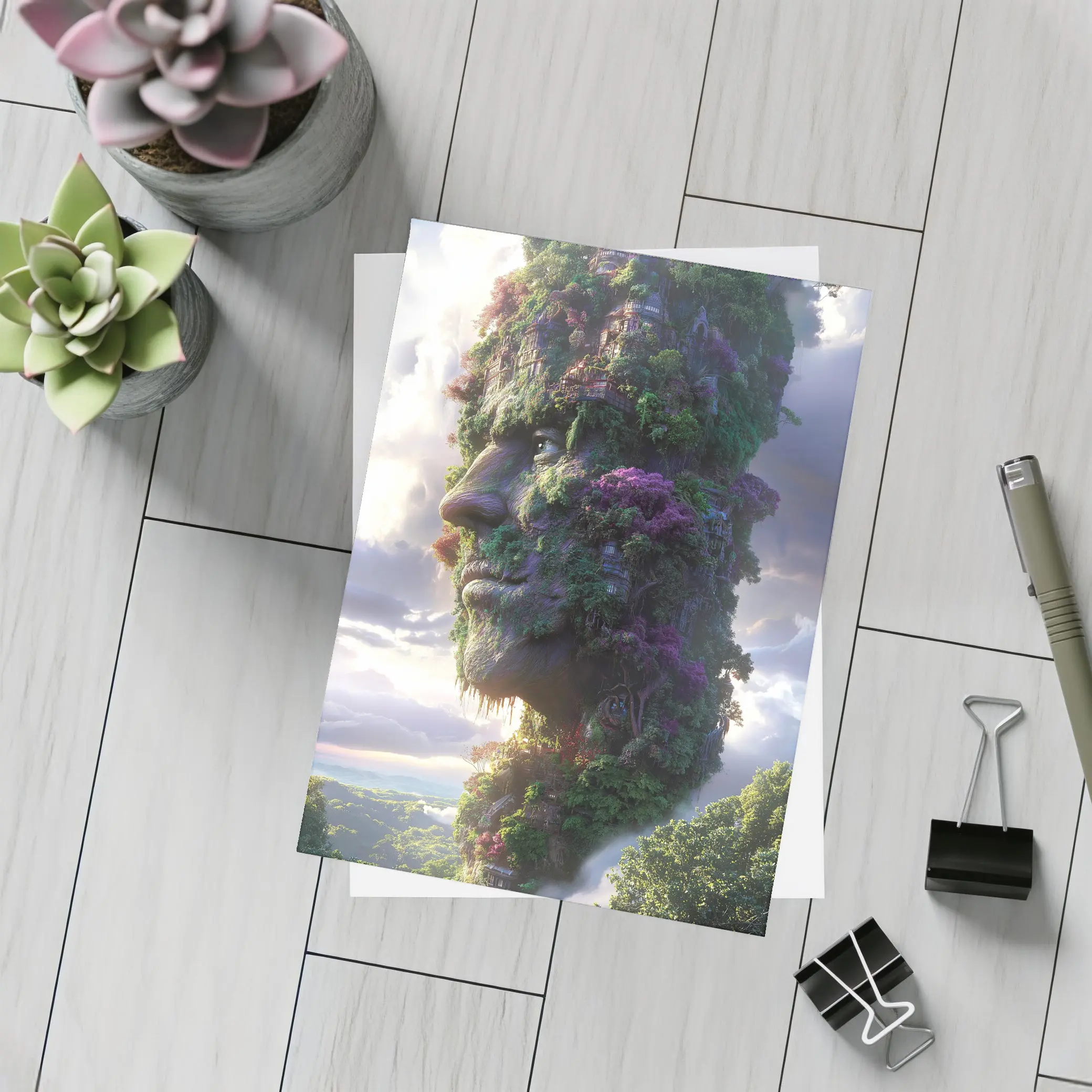 Giant Forest Face Surreal Sky Fantasy – Postcards