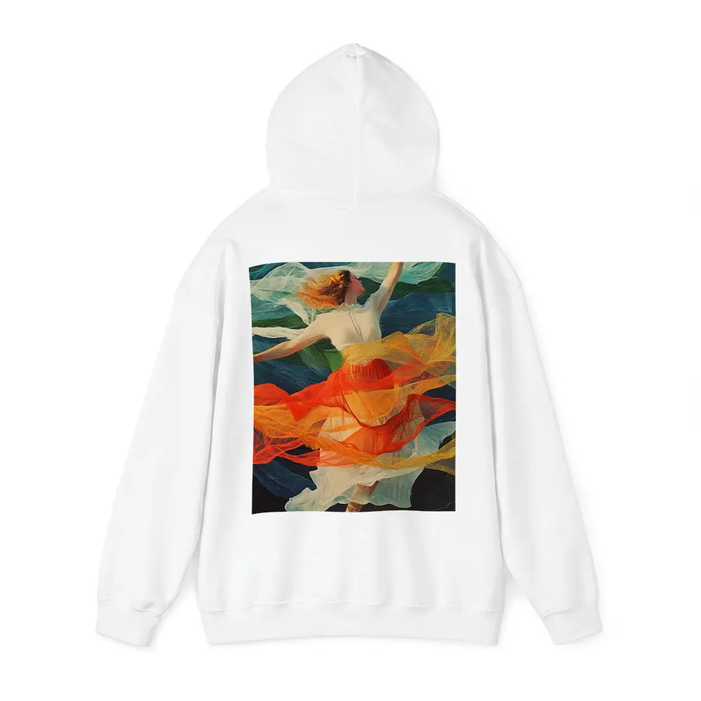 Dancing Woman Colorful Flowing Fabric Mountains – Hoodies