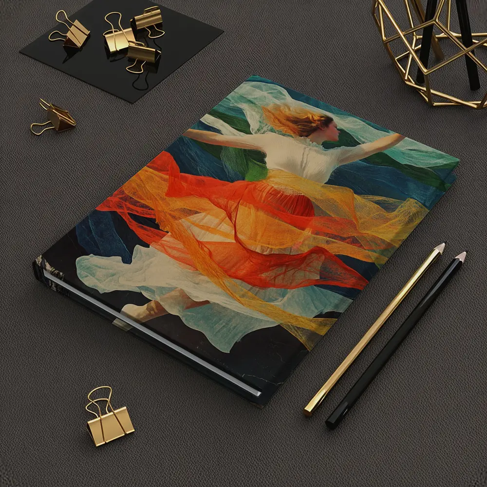 Dancing Woman Colorful Flowing Fabric Mountains – Notebooks