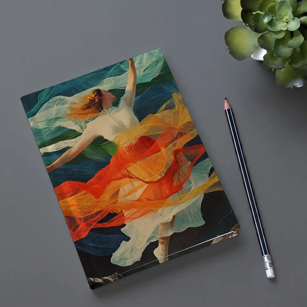 Dancing Woman Colorful Flowing Fabric Mountains – Notebooks