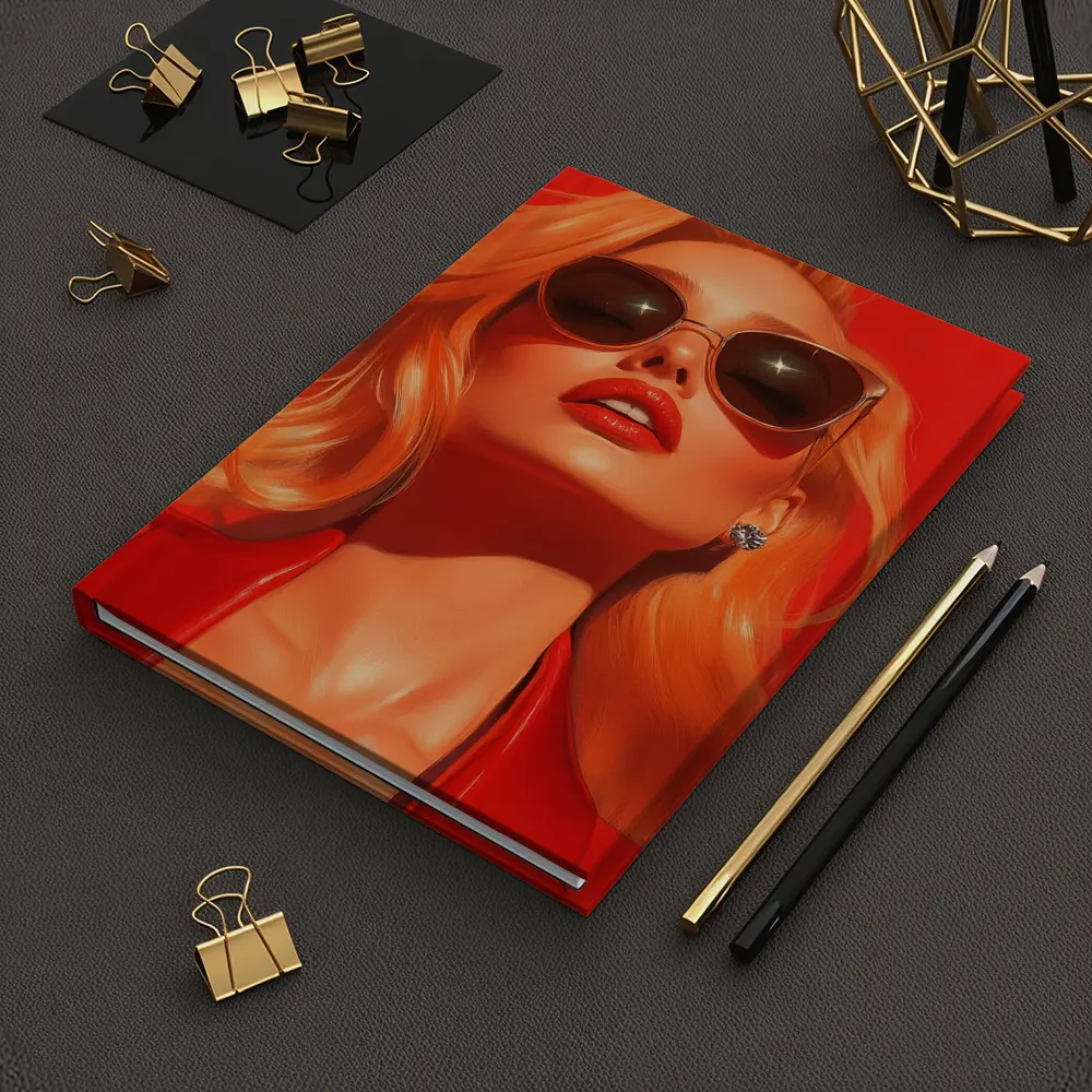 Blonde Woman Red Sunglasses Bold Fashion Art – Notebooks