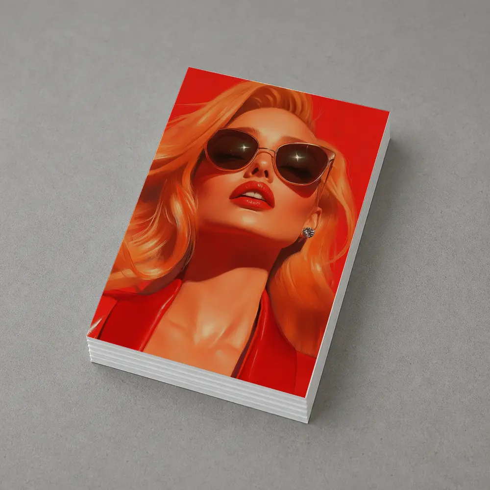 Blonde Woman Red Sunglasses Bold Fashion Art – Postcards