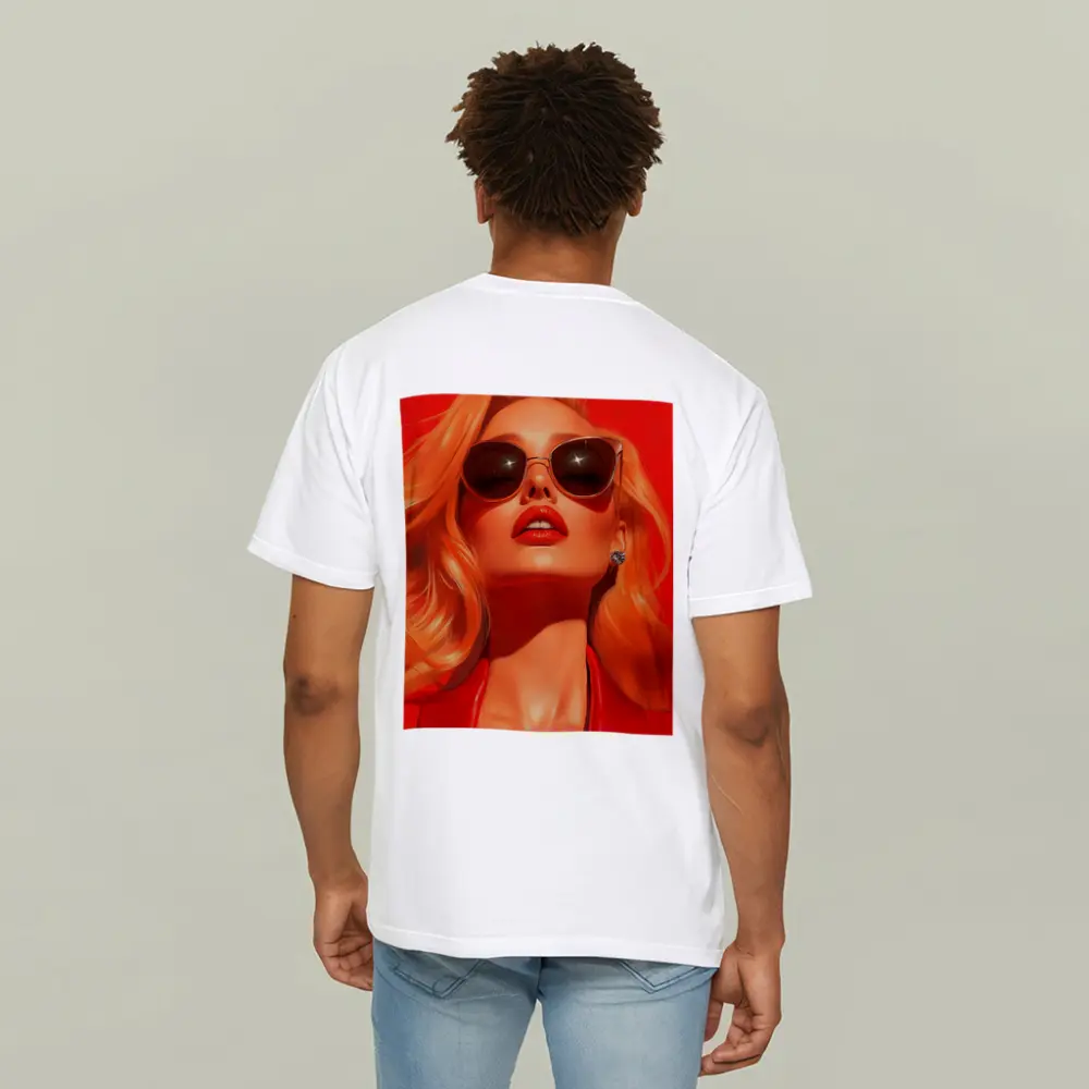Blonde Woman Red Sunglasses Bold Fashion Art – T-Shirts