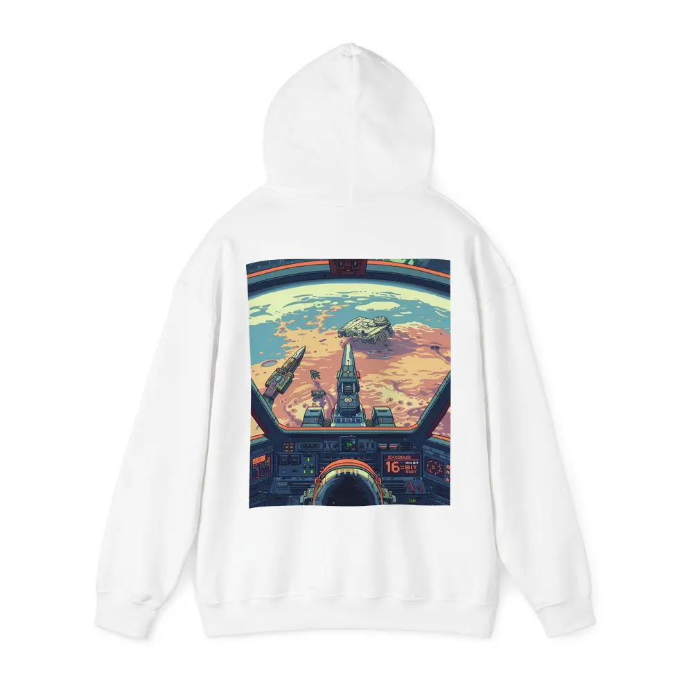 Pixel Art Astronaut Spaceship Cockpit Mars View – Hoodies