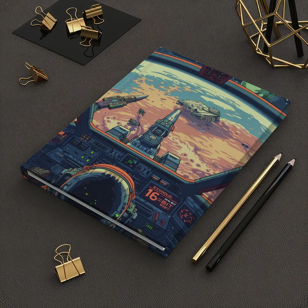 Pixel Art Astronaut Spaceship Cockpit Mars View – Notebooks