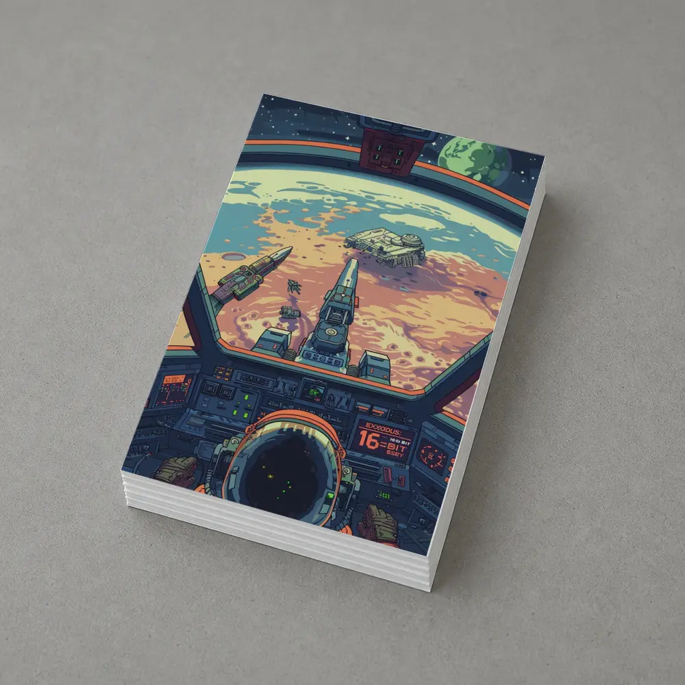 Pixel Art Astronaut Spaceship Cockpit Mars View – Postcards