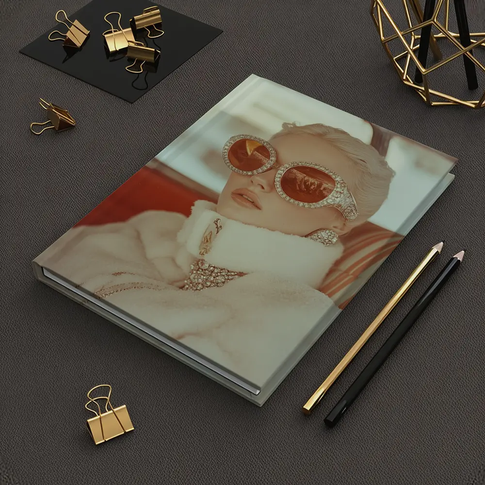 Glamorous Woman Oversized Jeweled Sunglasses Retro Car – Notebooks