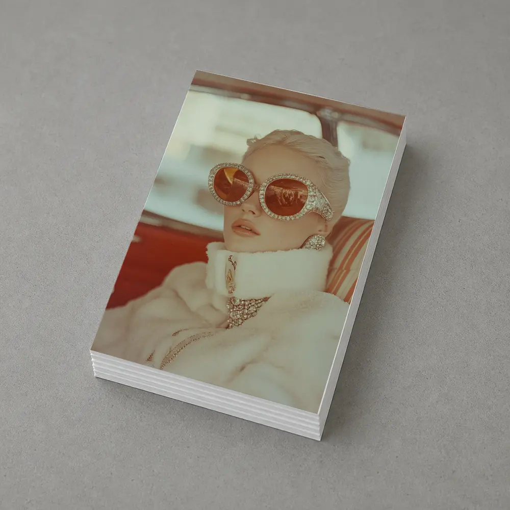 Glamorous Woman Oversized Jeweled Sunglasses Retro Car – Postcards