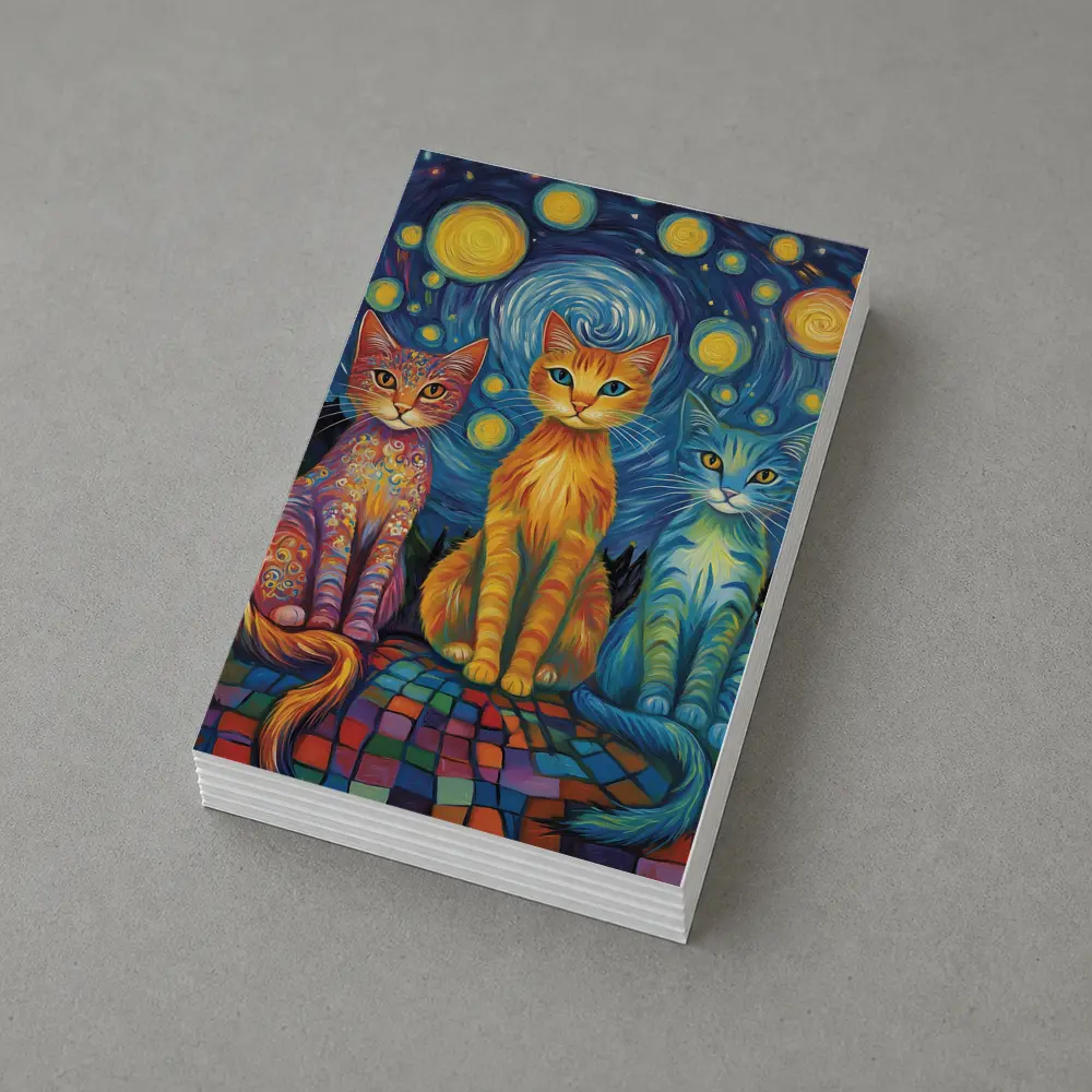 Three Cats Van Gogh Starry Night Style – Postcards