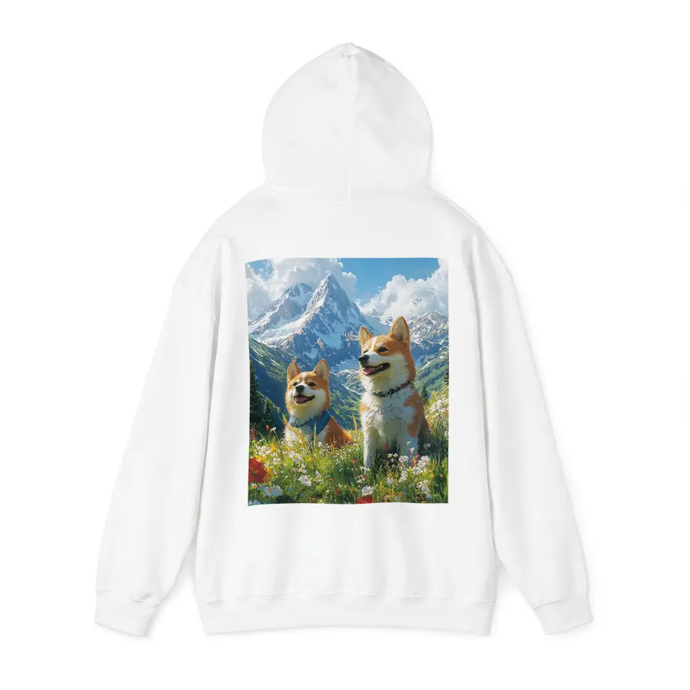 Two Corgis Alpine Meadow Mountain Wildflowers – Hoodies