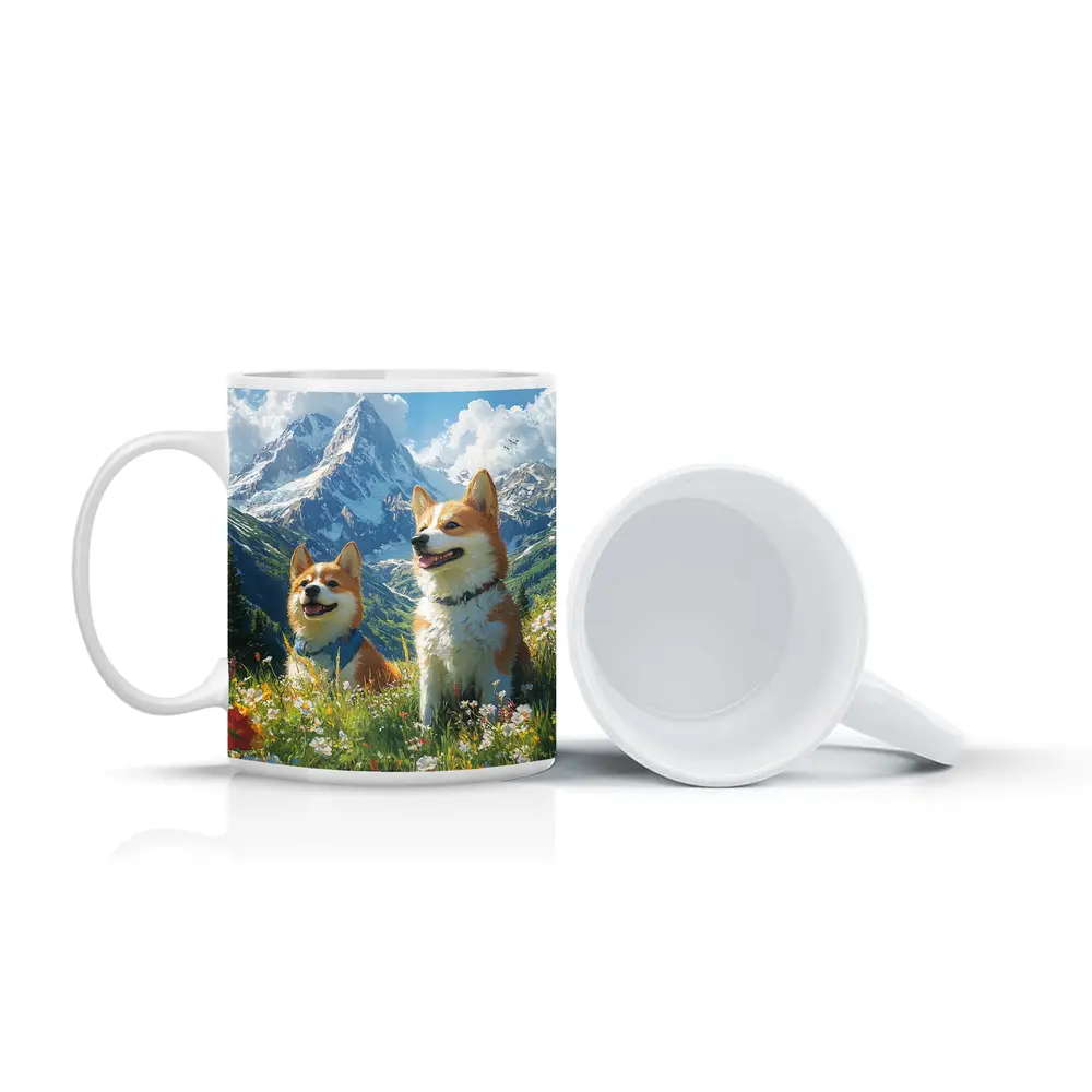 Two Corgis Alpine Meadow Mountain Wildflowers – Mugs