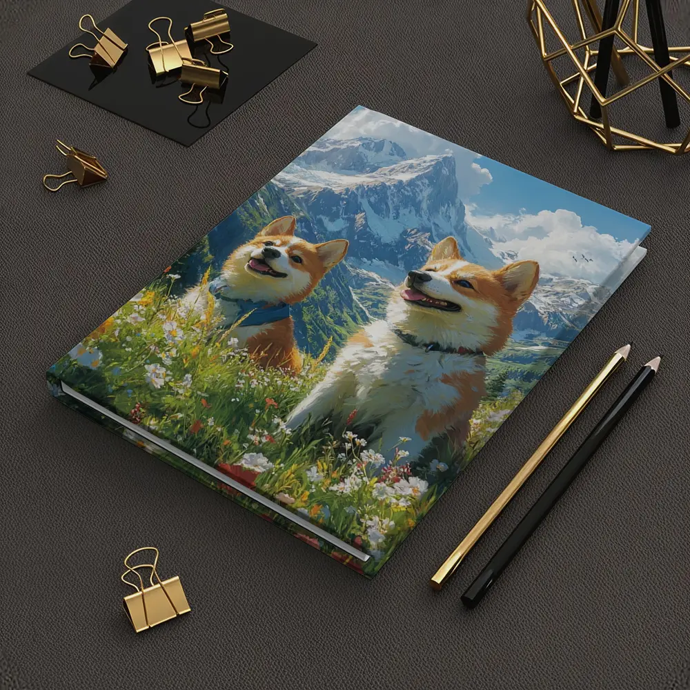 Two Corgis Alpine Meadow Mountain Wildflowers – Notebooks