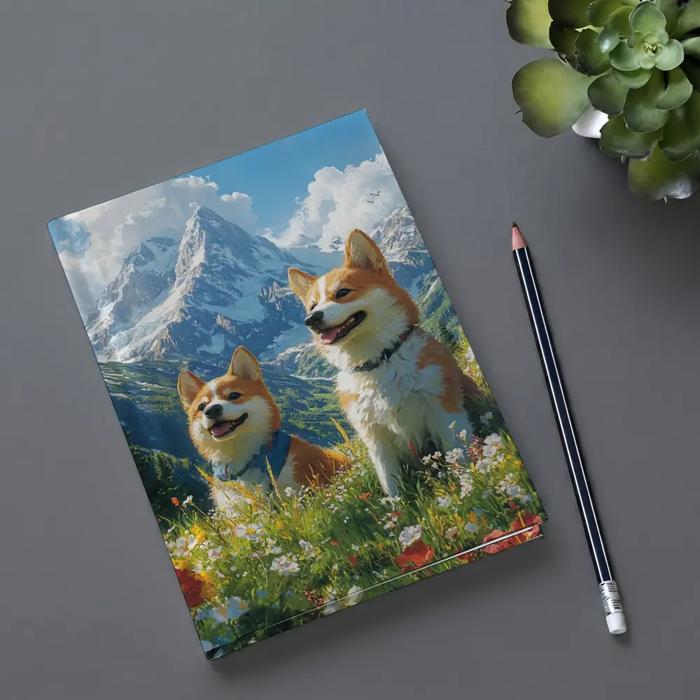 Two Corgis Alpine Meadow Mountain Wildflowers – Notebooks
