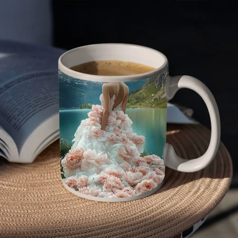 Woman Peony Gown Mountain Lake Fantasy – Mugs