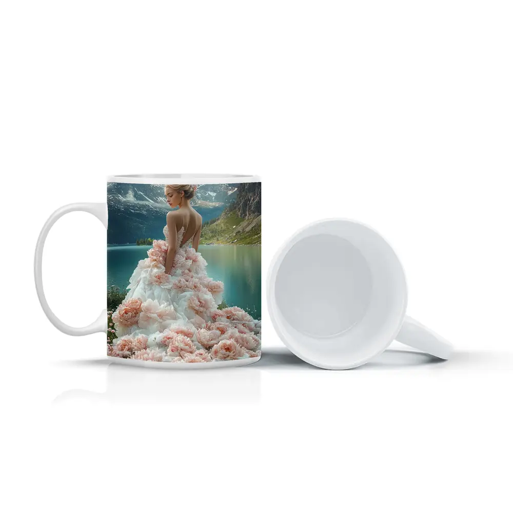 Woman Peony Gown Mountain Lake Fantasy – Mugs