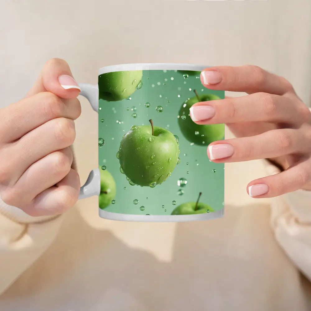 Fresh Green Apples Floating Water Drops – Mugs
