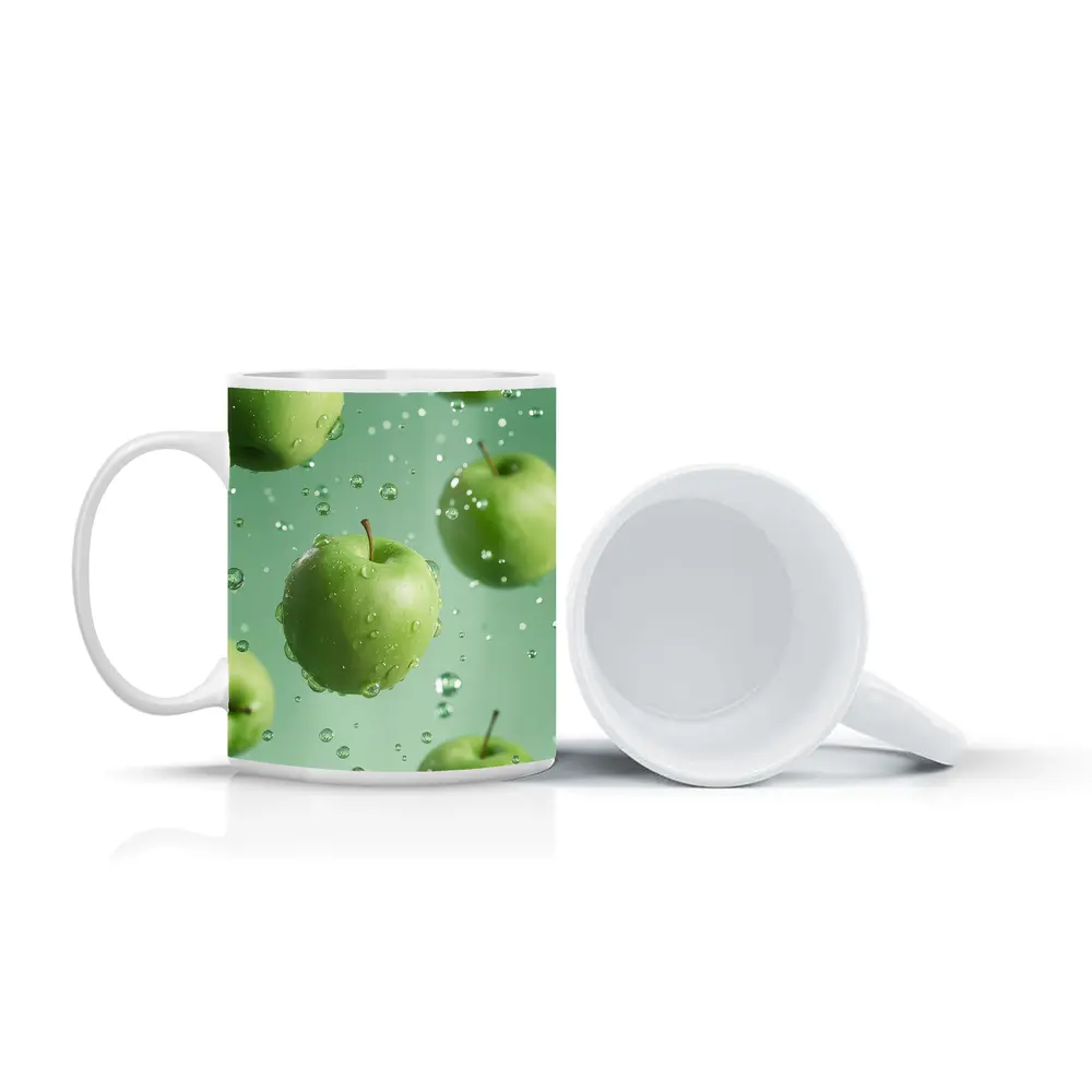 Fresh Green Apples Floating Water Drops – Mugs
