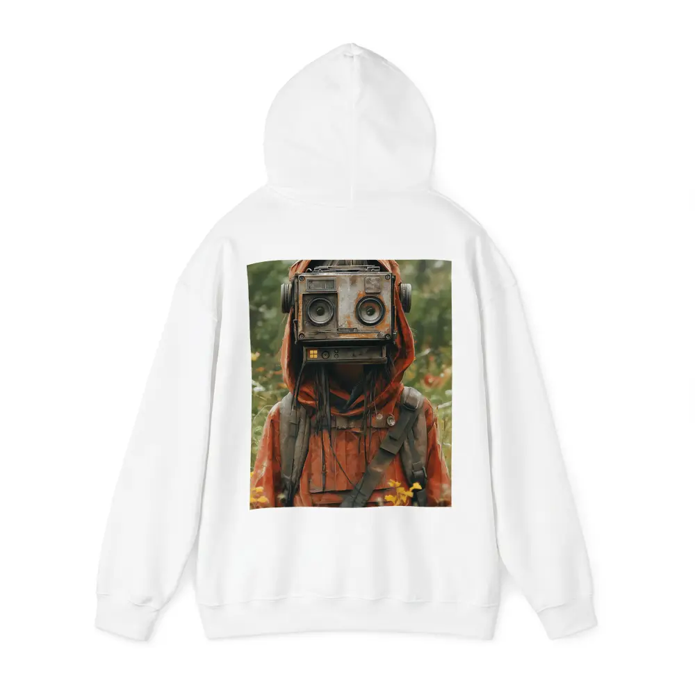 Robot Boombox Head Figure In Flower Field – Hoodies
