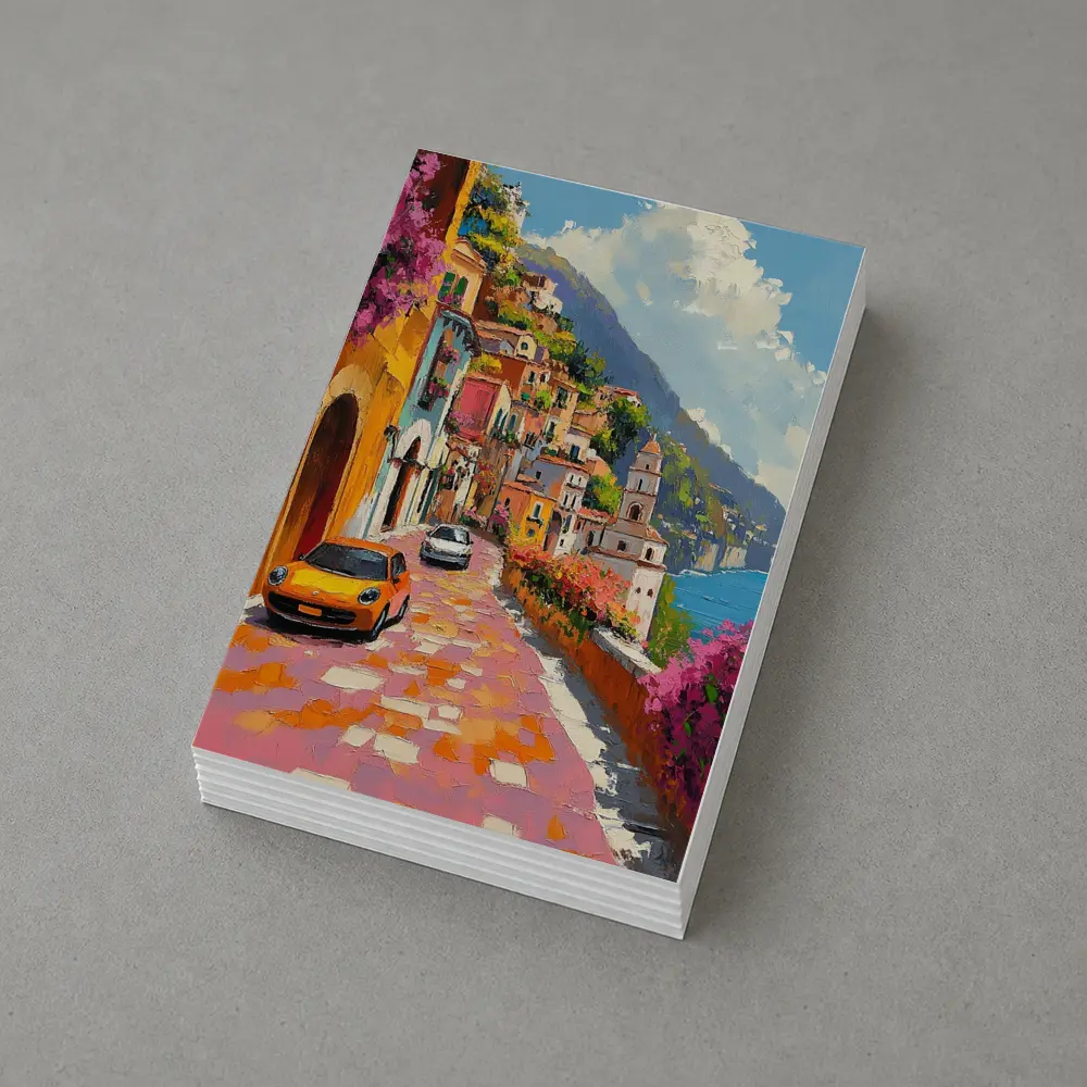 Mini Cooper Oil Painting Amalfi Coast Italy – Postcards