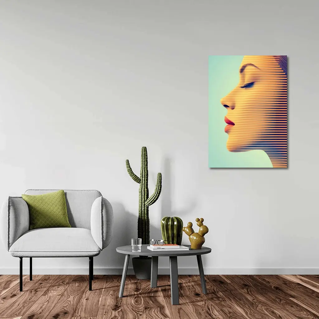 Woman Face Profile Striped Pop Art – Wall Art