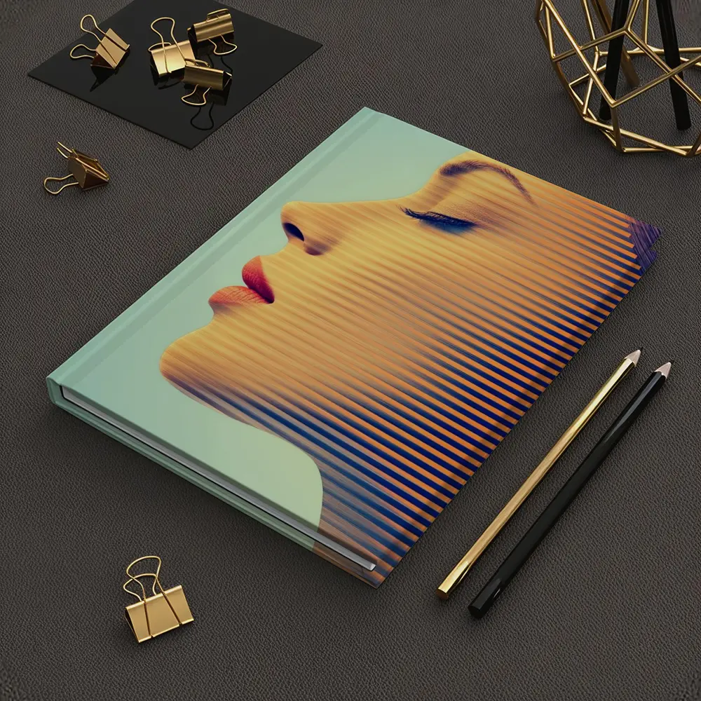Woman Face Profile Striped Pop Art – Notebooks
