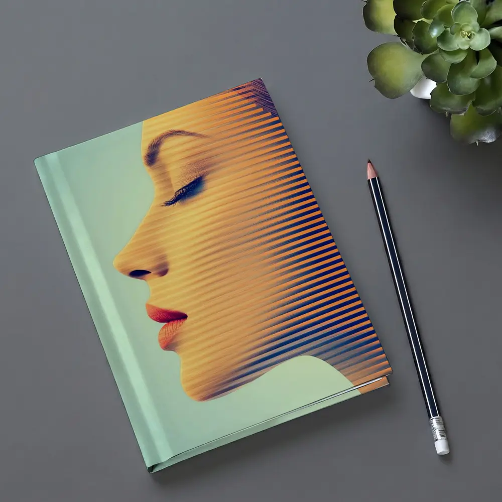 Woman Face Profile Striped Pop Art – Notebooks