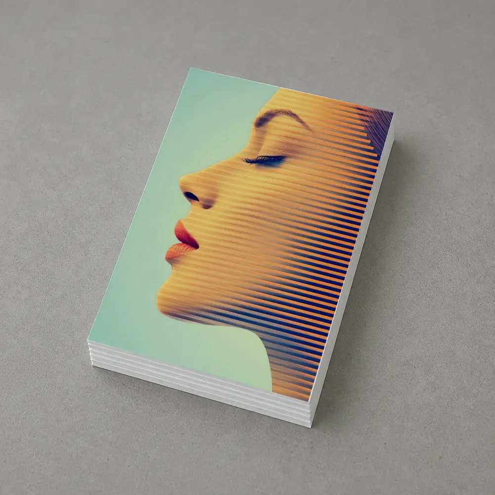 Woman Face Profile Striped Pop Art – Postcards