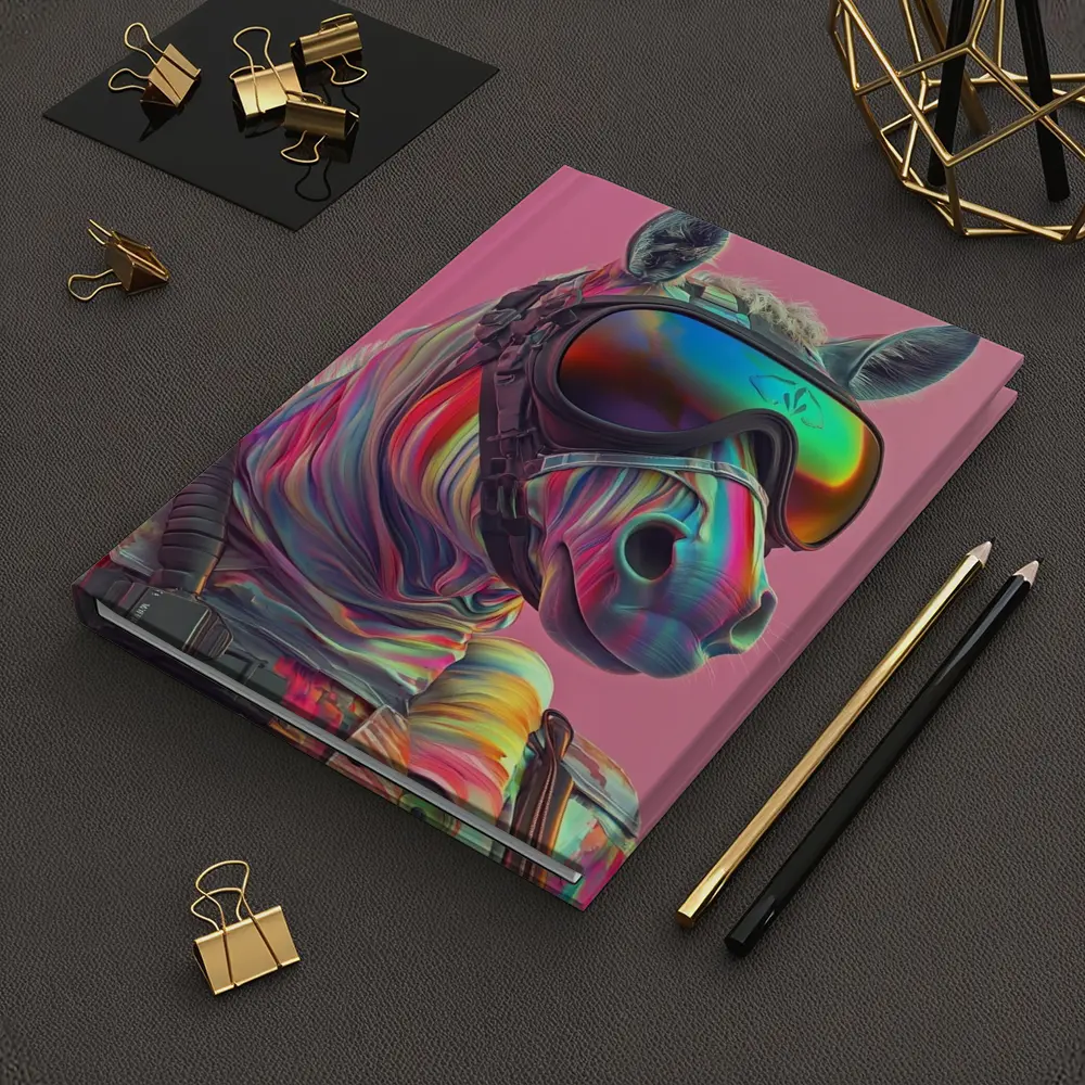 Neon Zebra Soldier Wearing Goggles Pink Background – Notebooks