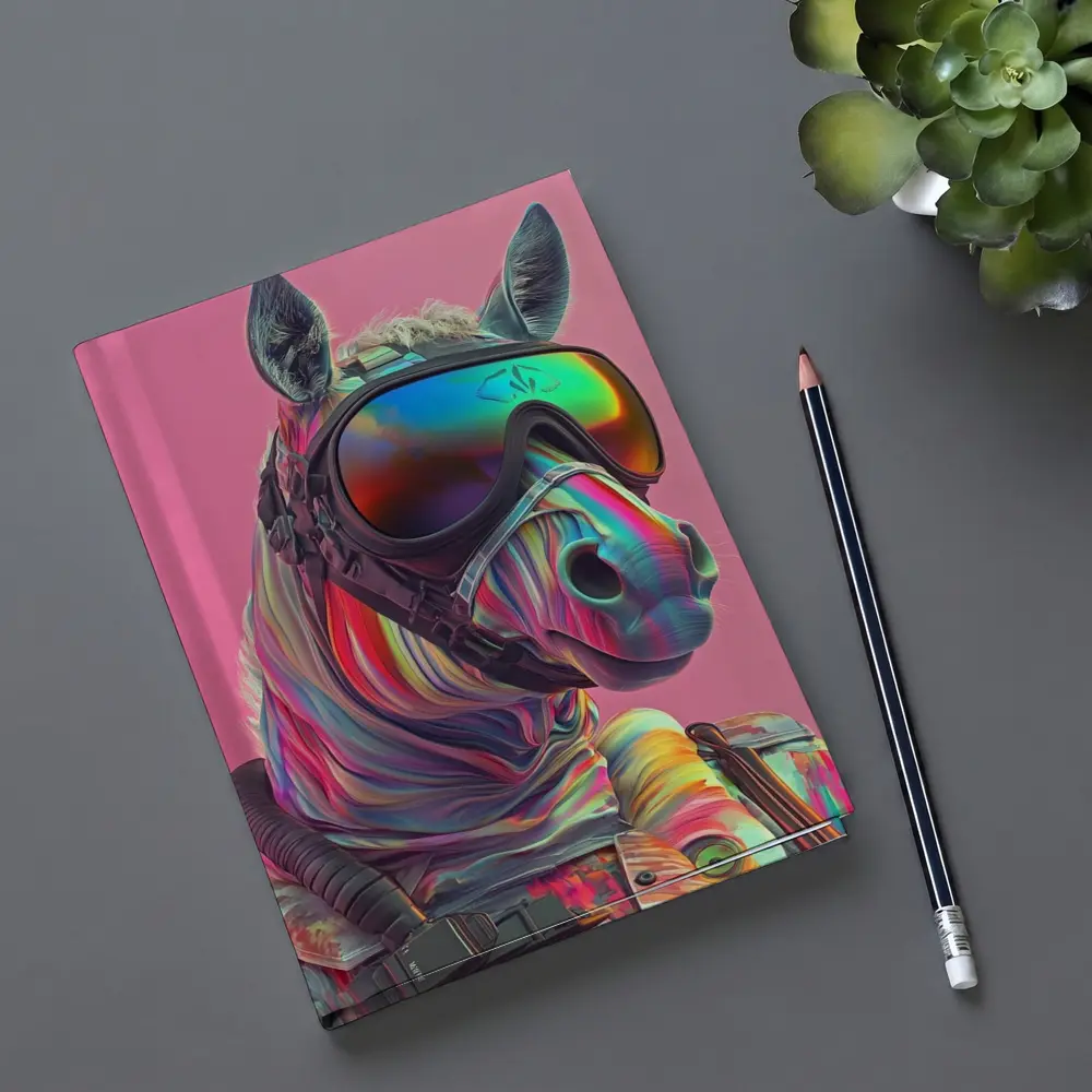Neon Zebra Soldier Wearing Goggles Pink Background – Notebooks
