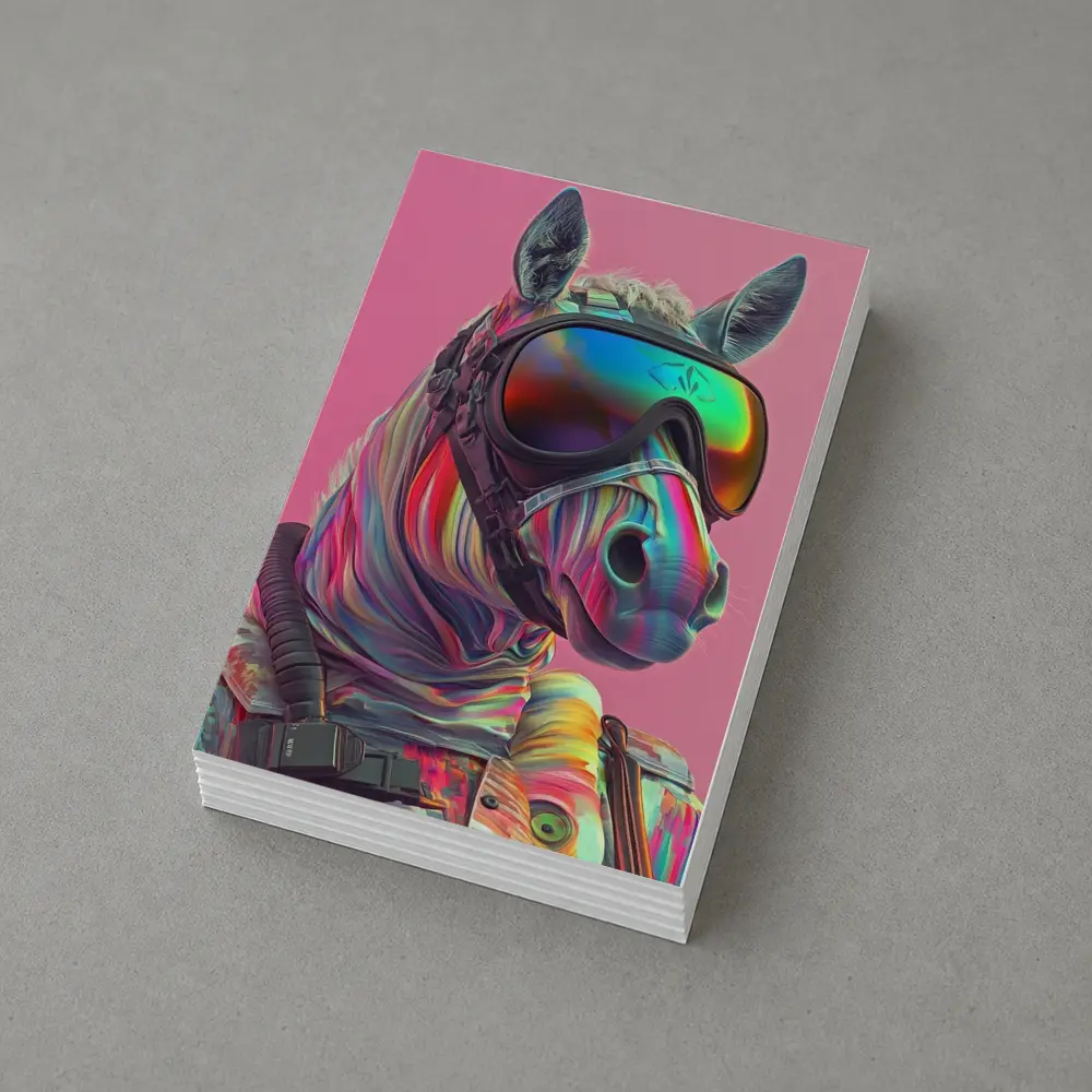 Neon Zebra Soldier Wearing Goggles Pink Background – Postcards