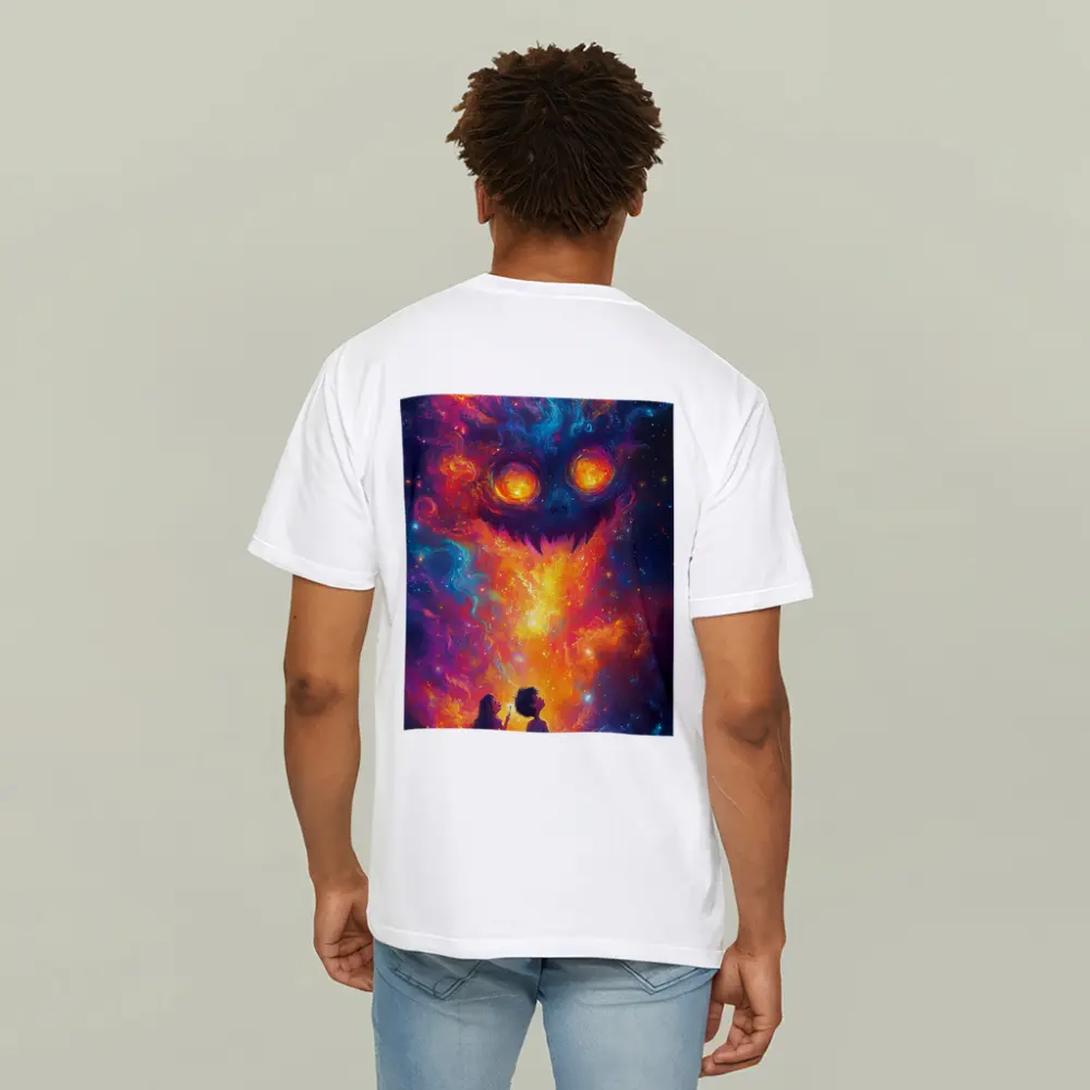 Children Facing Cosmic Monster Galaxy Art – T-Shirts